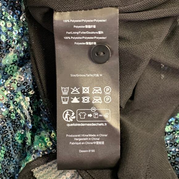 BAUM UND PFERDGARTEN Size M Navy Green Sequined Abstract Floral Cocktail Dress - Picture 6 of 7